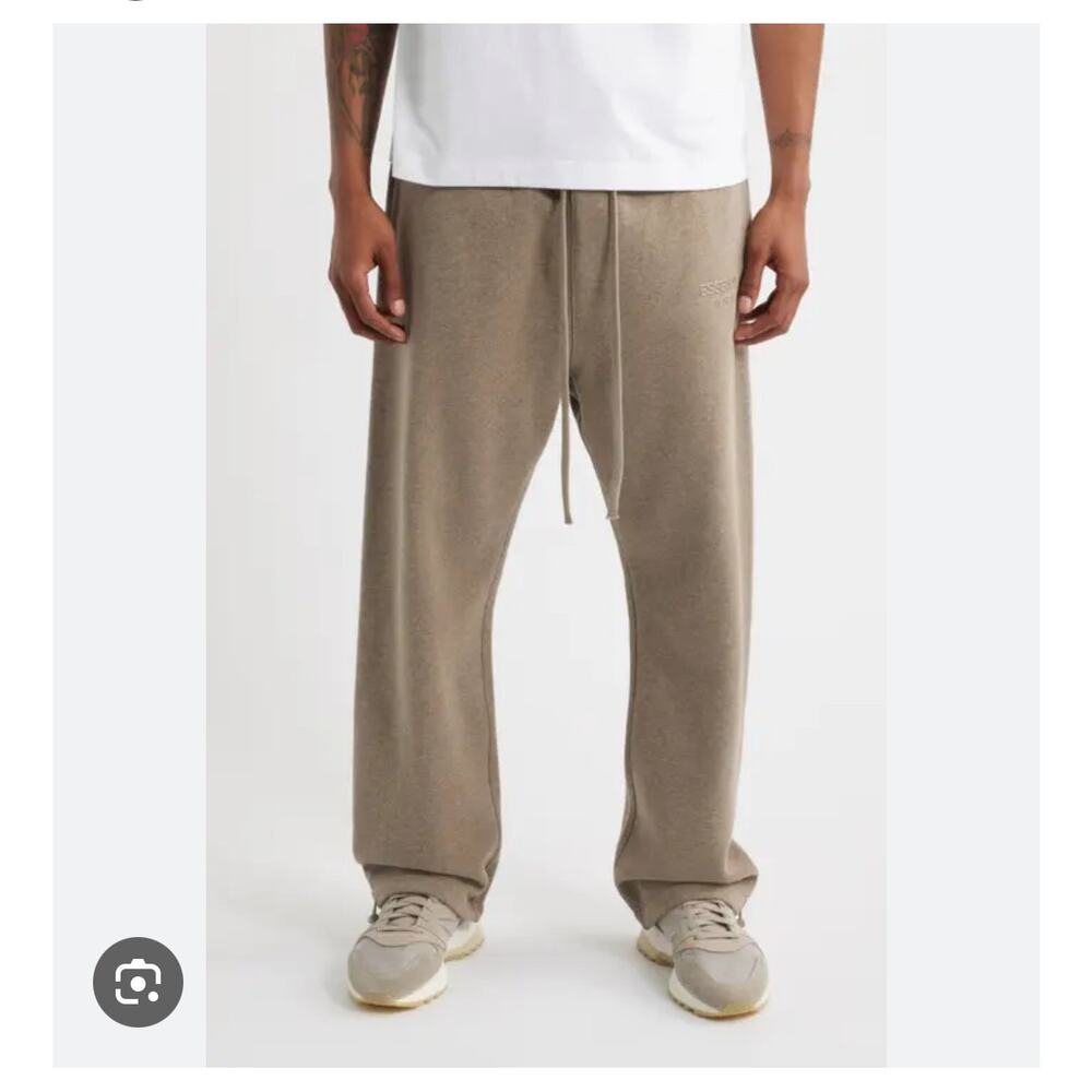 Fear of God Essentials Fleece Sweatpants Joggers Tan XS Drawstring pockets